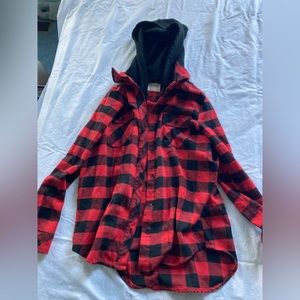 Red Plaid Zip Up Jacket